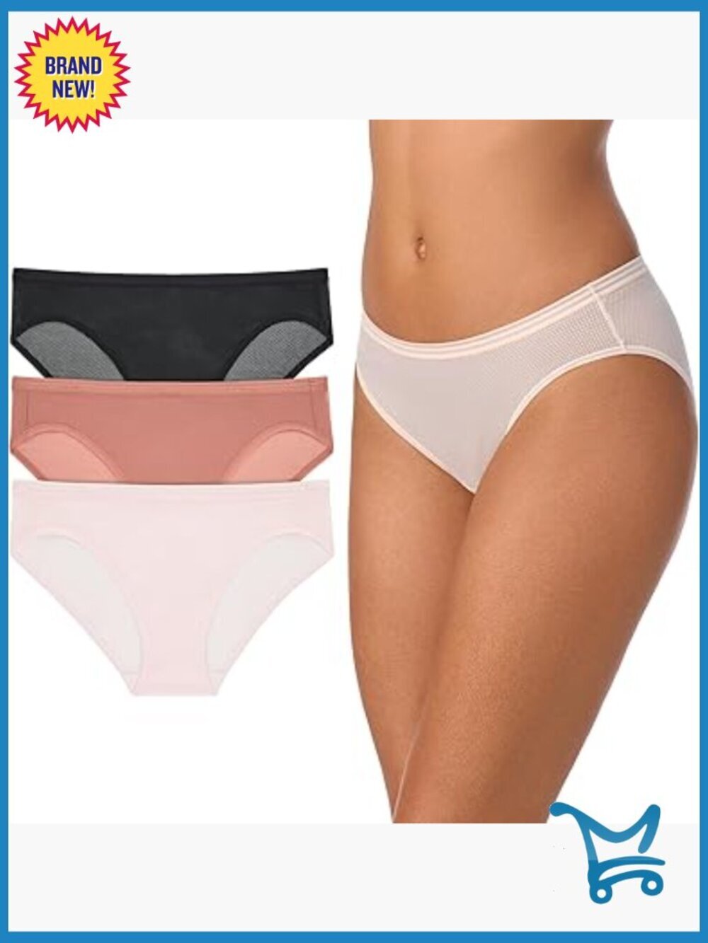 Sheer Stripe Mesh Bikini Underwear, Lightweight Breathable 3-Pack